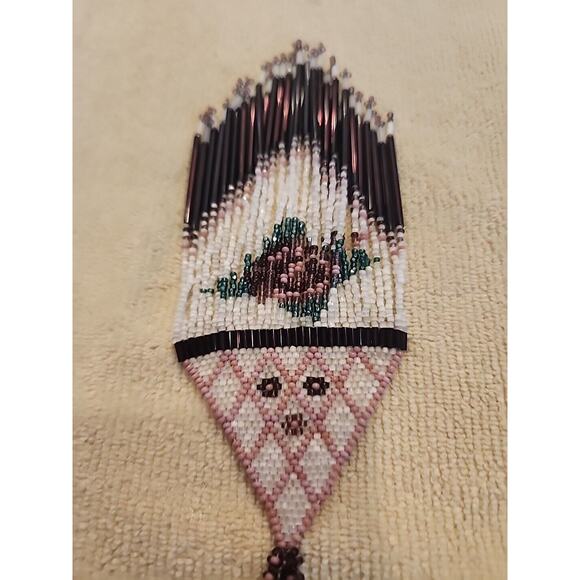 ART DECO Handmade Micro Bead Flapper/Native Amer. Glass Beaded Necklace 17" long - Picture 7 of 14